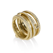 Todd Reed ring in 18ky gold with rose cut diamonds (.04ct), white brilliant cut diamonds (.85ct).